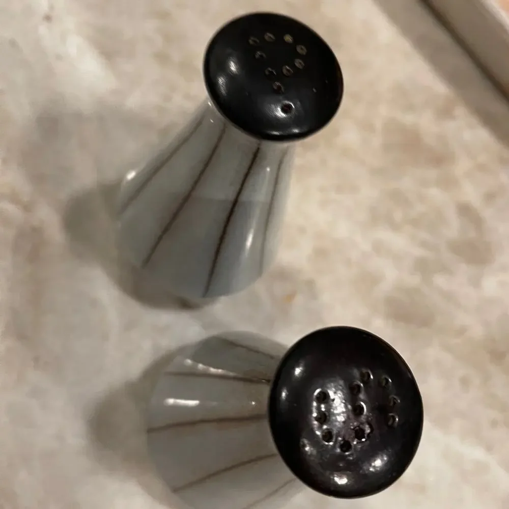 Denby England pottery studio stripe Salt & Pepper shakers